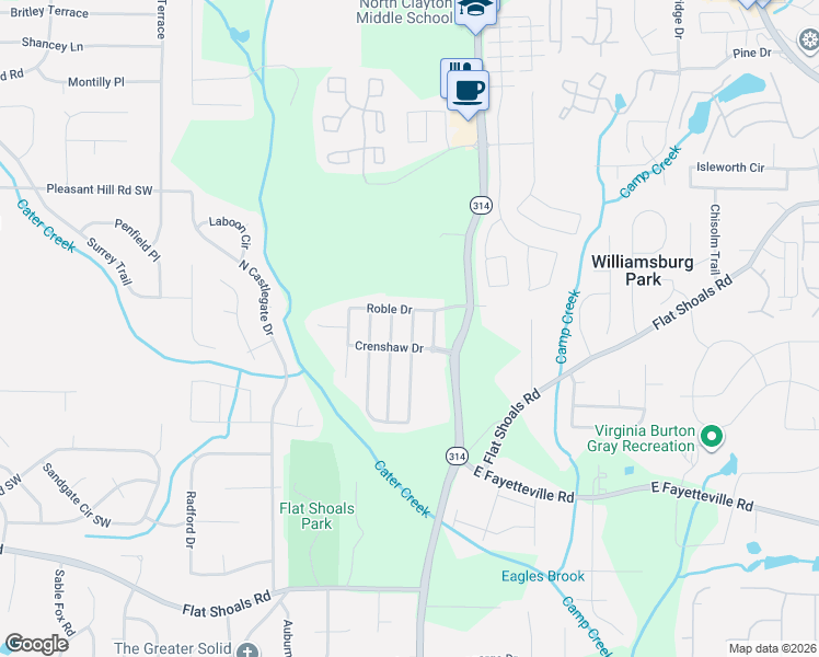 map of restaurants, bars, coffee shops, grocery stores, and more near 5859 Sepulveda Lane in Atlanta