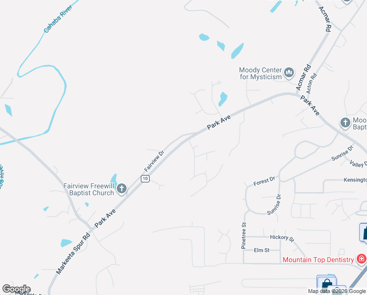 map of restaurants, bars, coffee shops, grocery stores, and more near 1411 Ridgewood Drive in Moody