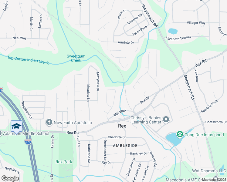 map of restaurants, bars, coffee shops, grocery stores, and more near 5831 Colonnade Drive in Rex