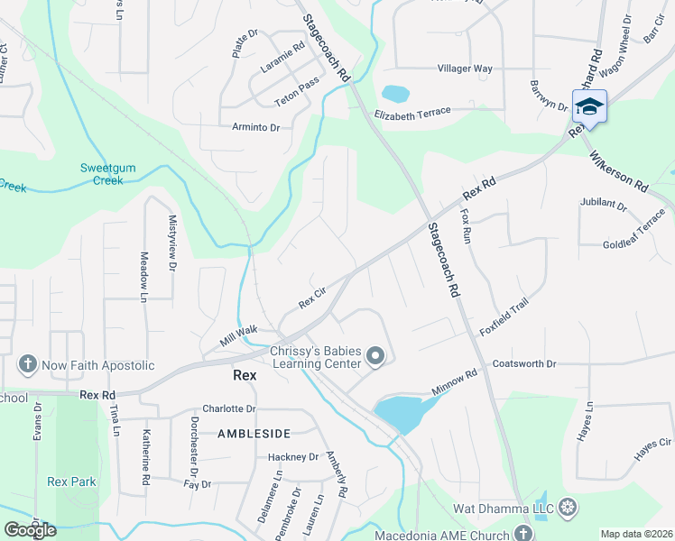 map of restaurants, bars, coffee shops, grocery stores, and more near 3874 Rex Circle in Rex