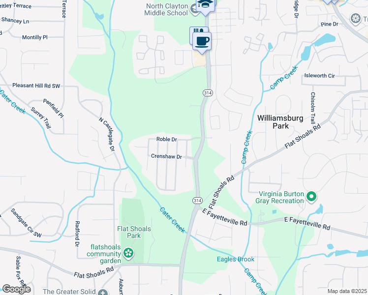 map of restaurants, bars, coffee shops, grocery stores, and more near 5859 Sepulveda Lane in Atlanta