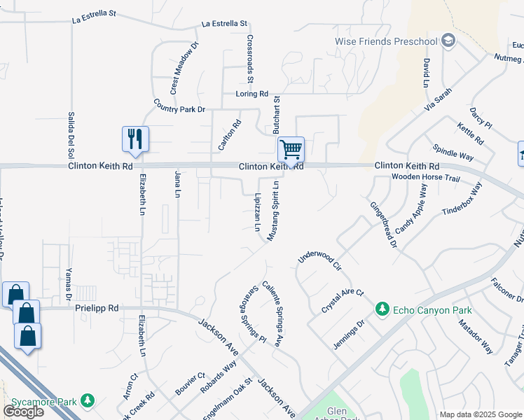 map of restaurants, bars, coffee shops, grocery stores, and more near 36120 Lipizzan Lane in Wildomar
