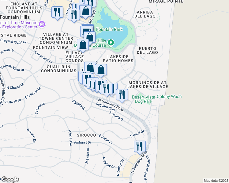 map of restaurants, bars, coffee shops, grocery stores, and more near 12007 North Falcon Drive in Fountain Hills