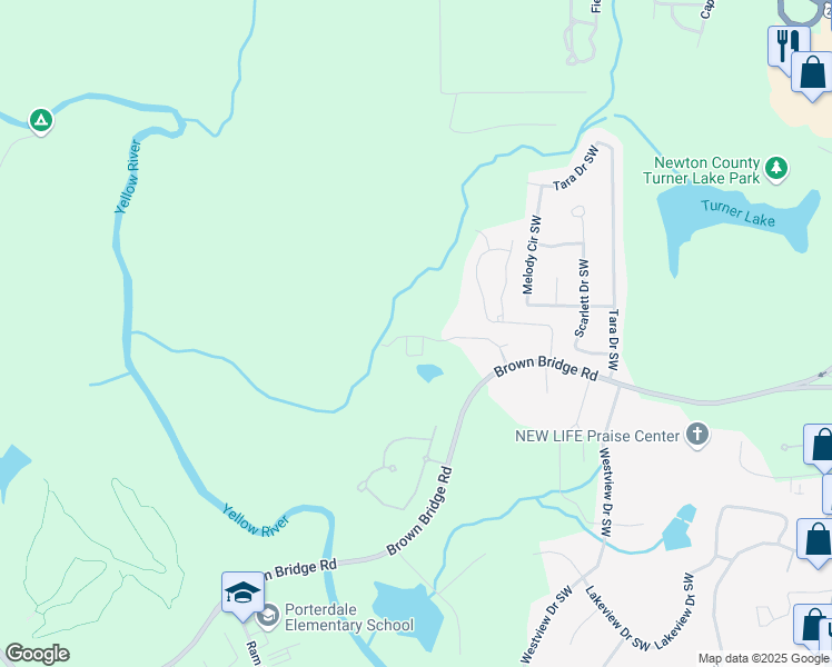 map of restaurants, bars, coffee shops, grocery stores, and more near 11130 Benton Woods Drive in Covington