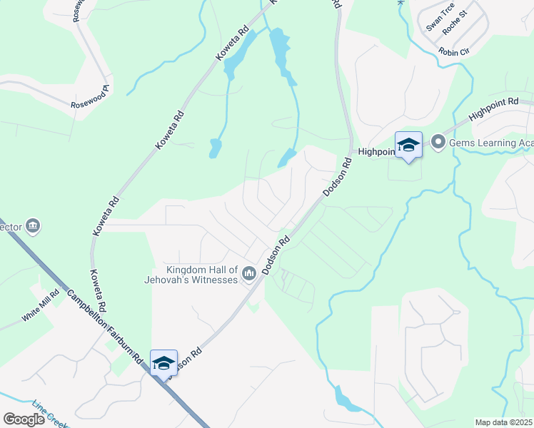 map of restaurants, bars, coffee shops, grocery stores, and more near 1003 Eldon Lane in Fairburn