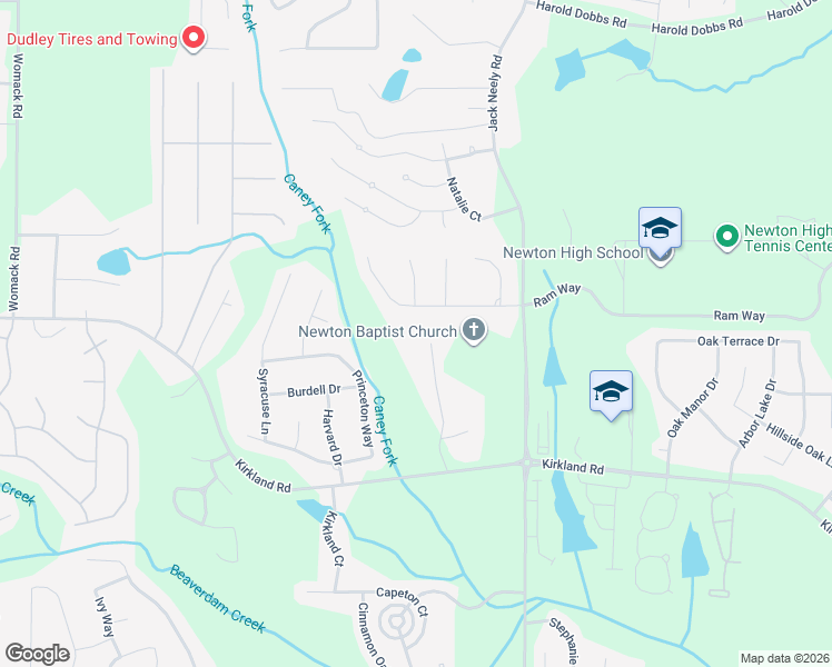map of restaurants, bars, coffee shops, grocery stores, and more near 115 Beaver Run Road in Covington