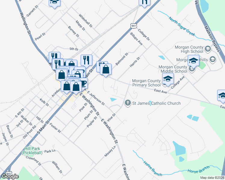 map of restaurants, bars, coffee shops, grocery stores, and more near 632 Carriage Lane in Madison