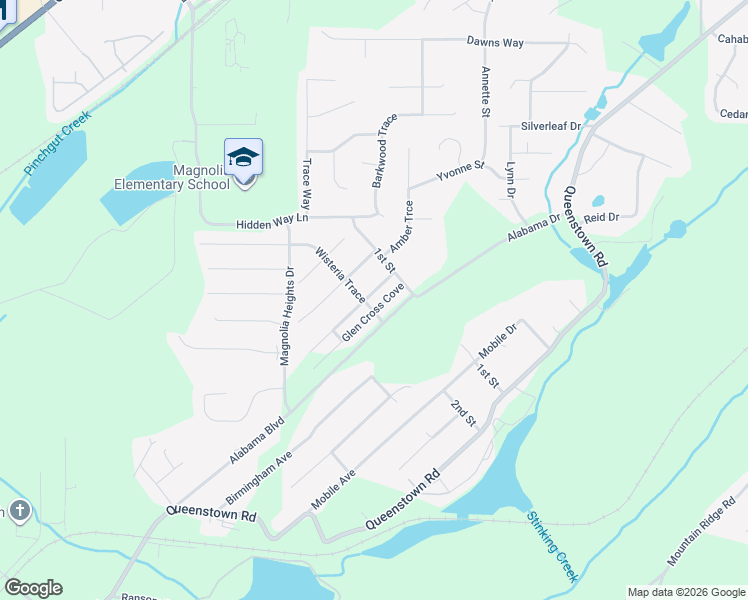 map of restaurants, bars, coffee shops, grocery stores, and more near 350 Glen Cross Drive in Trussville