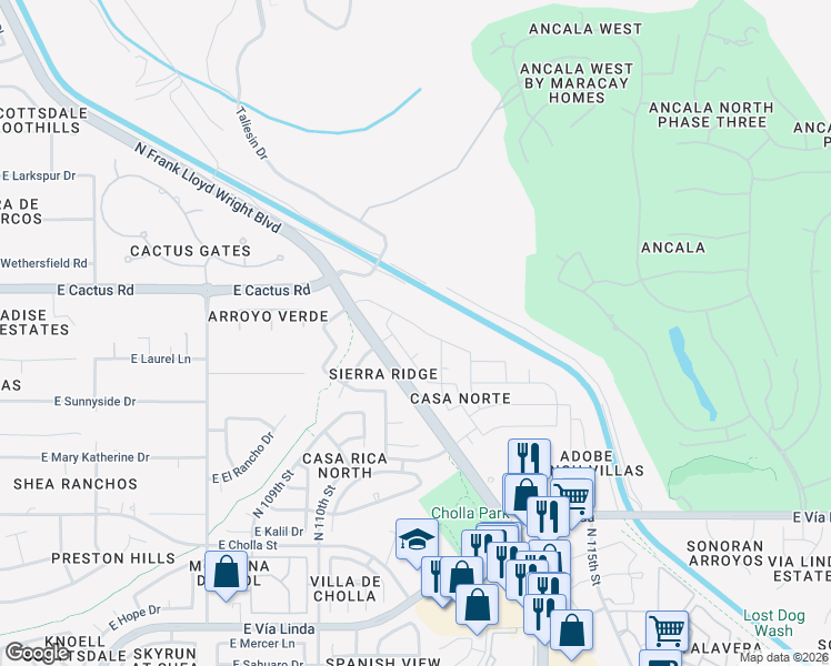 map of restaurants, bars, coffee shops, grocery stores, and more near 11163 East Laurel Lane in Scottsdale