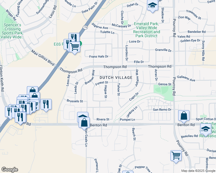 map of restaurants, bars, coffee shops, grocery stores, and more near 36200 Hague Street in Winchester