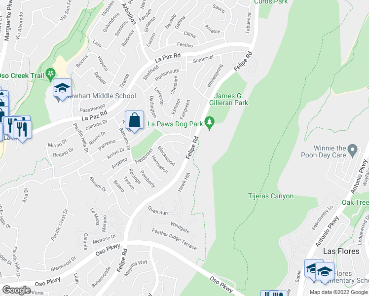 map of restaurants, bars, coffee shops, grocery stores, and more near 4 Chesterfield in Mission Viejo