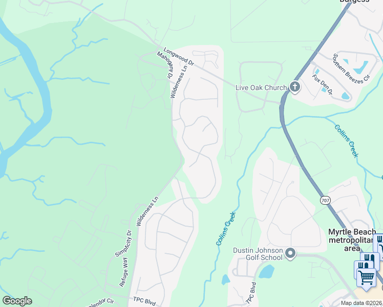 map of restaurants, bars, coffee shops, grocery stores, and more near 529 Grand Cypress Way in Murrells Inlet