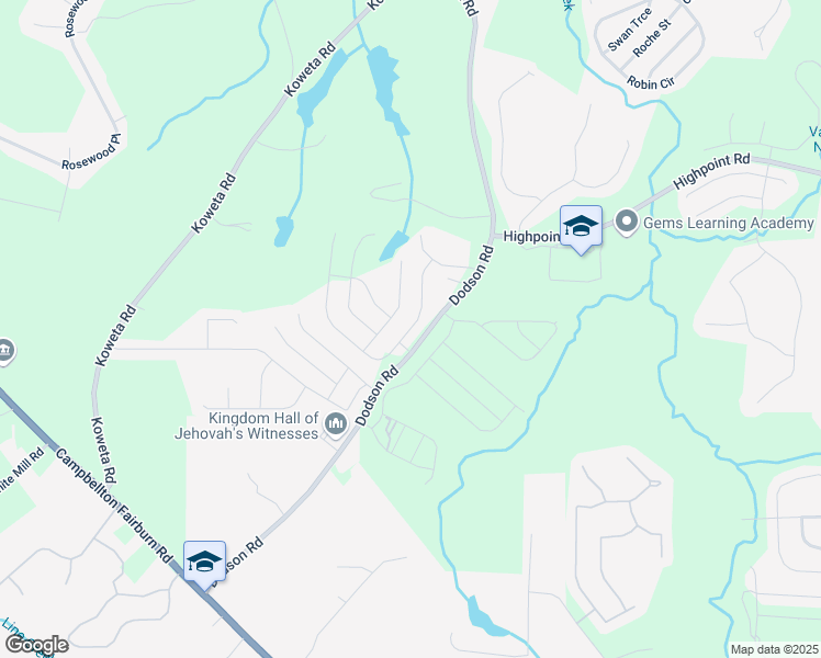 map of restaurants, bars, coffee shops, grocery stores, and more near Lake Ridge Lane in Fairburn