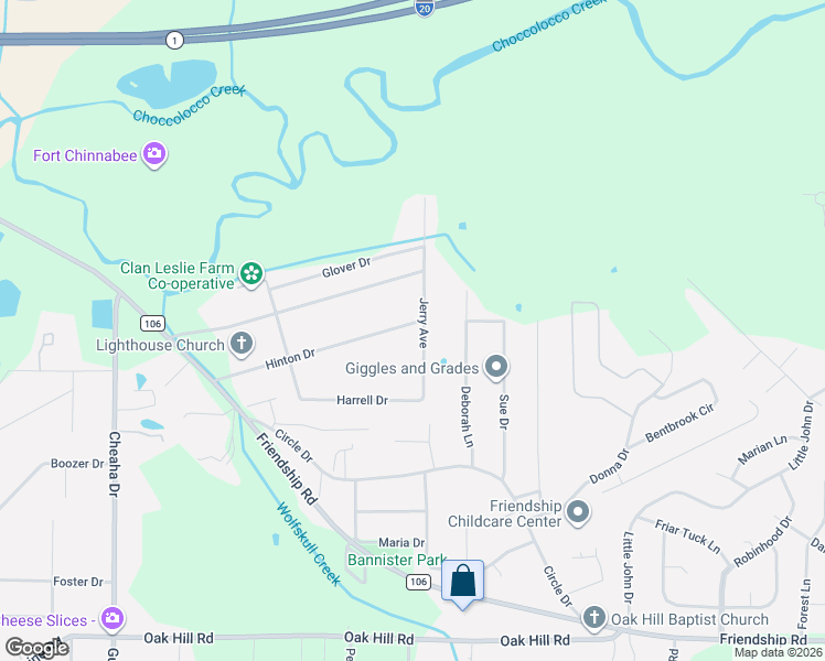 map of restaurants, bars, coffee shops, grocery stores, and more near 2154 Hinton Drive in Oxford