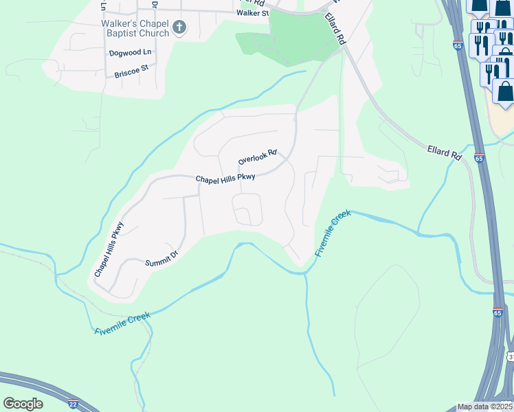 map of restaurants, bars, coffee shops, grocery stores, and more near 519 Enclave Circle in Fultondale