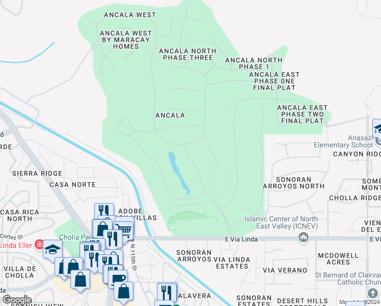 map of restaurants, bars, coffee shops, grocery stores, and more near 12027 North 118th Street in Scottsdale