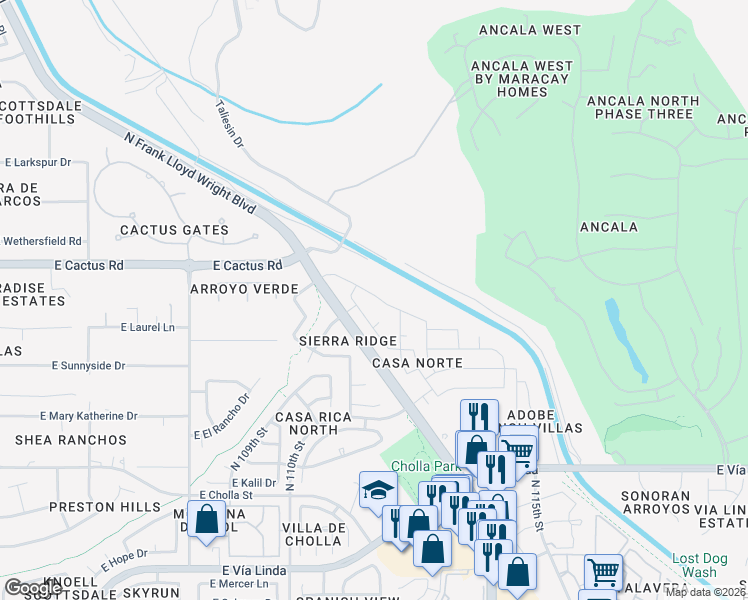 map of restaurants, bars, coffee shops, grocery stores, and more near 11163 East Laurel Lane in Scottsdale