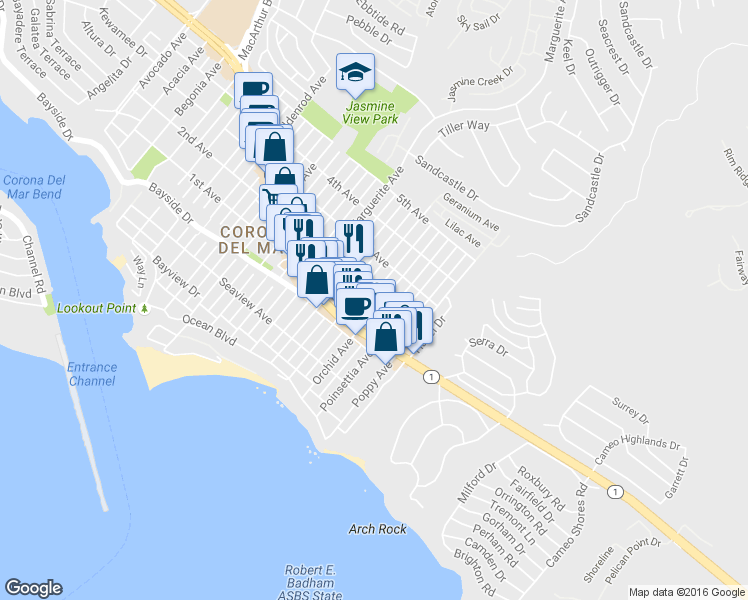 map of restaurants, bars, coffee shops, grocery stores, and more near in 