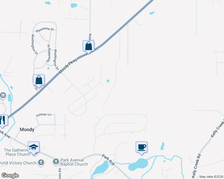 map of restaurants, bars, coffee shops, grocery stores, and more near 8020 Indigo Court in Moody
