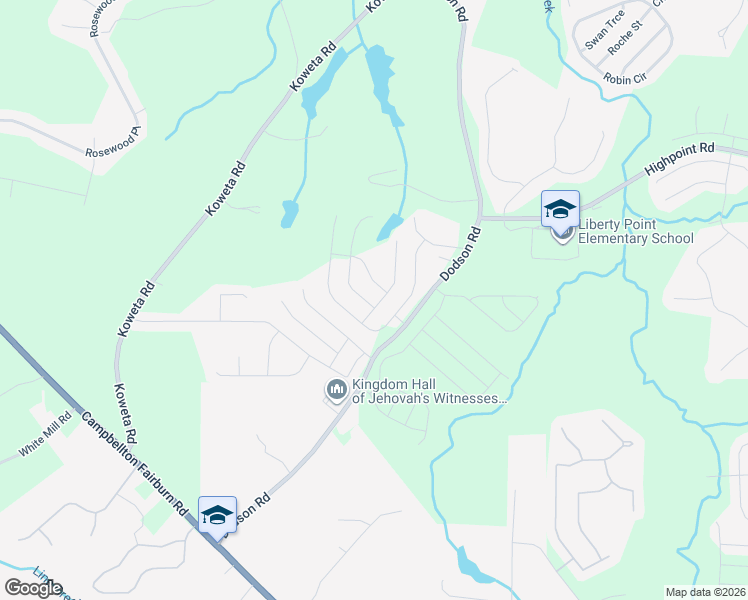 map of restaurants, bars, coffee shops, grocery stores, and more near 1000 Eldon Lane in Fairburn