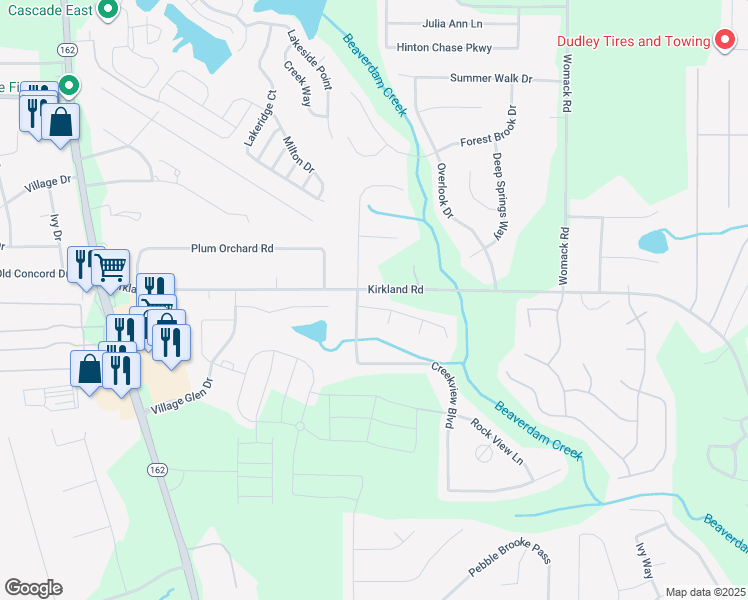 map of restaurants, bars, coffee shops, grocery stores, and more near 35 Long Dr in Covington