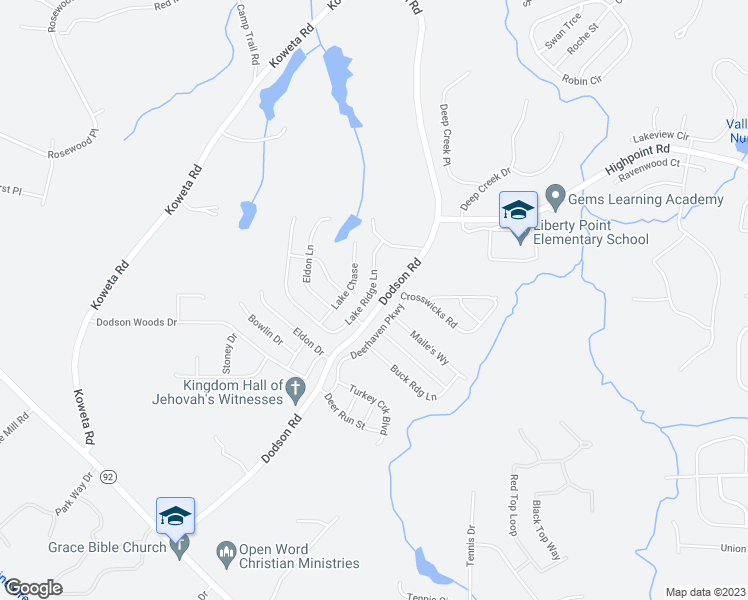 map of restaurants, bars, coffee shops, grocery stores, and more near 421 Lake Ridge Lane in Fairburn