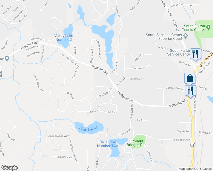 map of restaurants, bars, coffee shops, grocery stores, and more near 5530 Rock Road in Union City