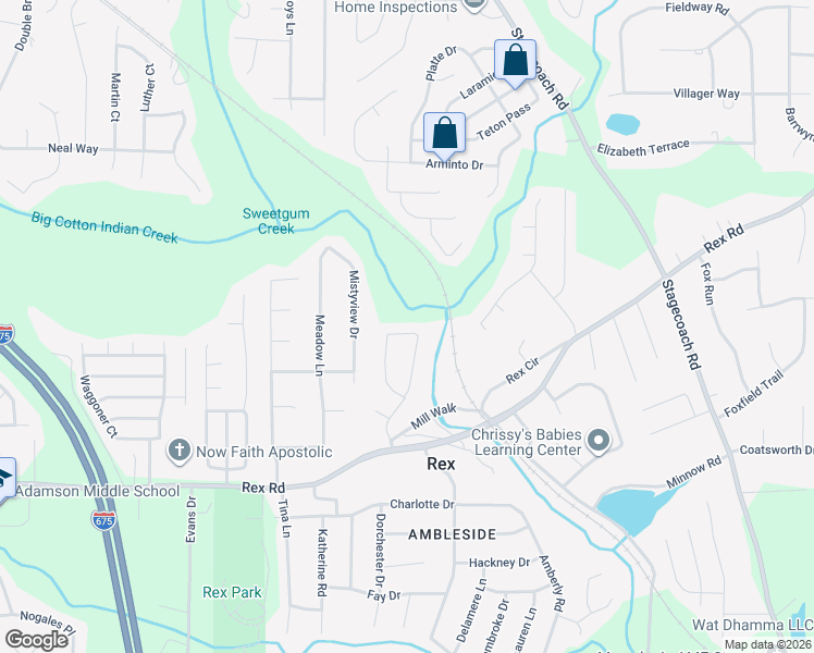 map of restaurants, bars, coffee shops, grocery stores, and more near 5800 Colonnade Drive in Rex