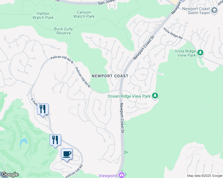map of restaurants, bars, coffee shops, grocery stores, and more near 23 Via Palladio in Newport Beach