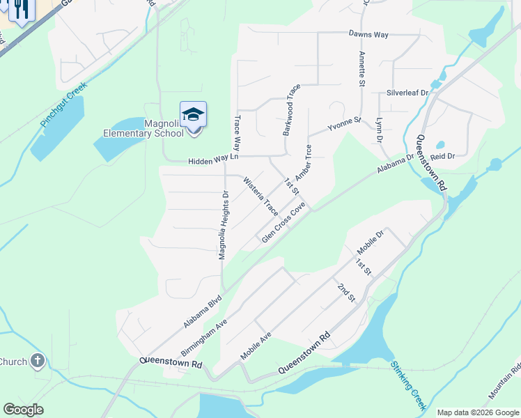 map of restaurants, bars, coffee shops, grocery stores, and more near 249 Glen Cross Drive in Trussville