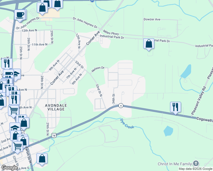 map of restaurants, bars, coffee shops, grocery stores, and more near 205 Ashley Drive in Pell City