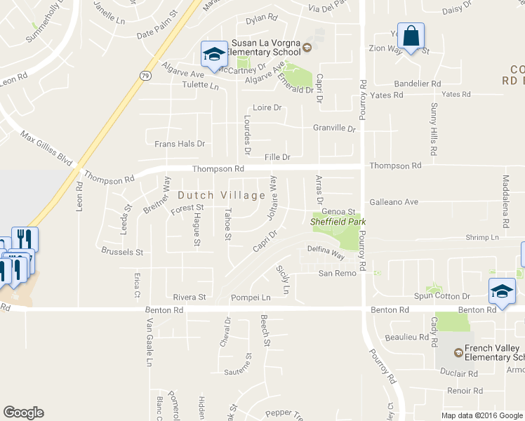 map of restaurants, bars, coffee shops, grocery stores, and more near 31659 Poppy Street in Winchester