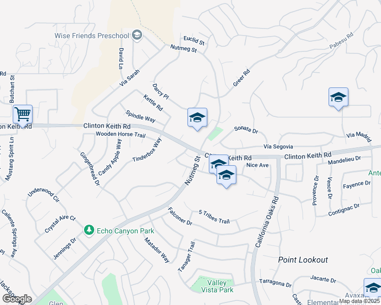 map of restaurants, bars, coffee shops, grocery stores, and more near 23639 Groveland Place in Murrieta