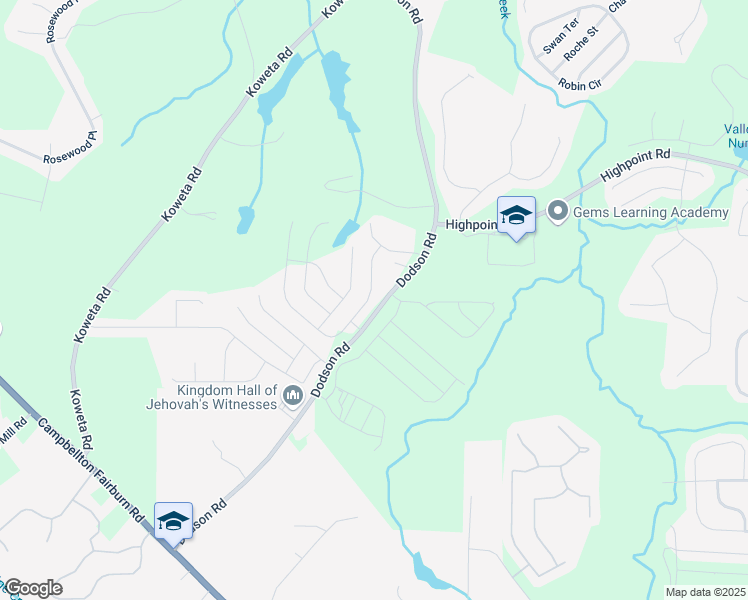 map of restaurants, bars, coffee shops, grocery stores, and more near 419 Lake Ridge Lane in Fairburn