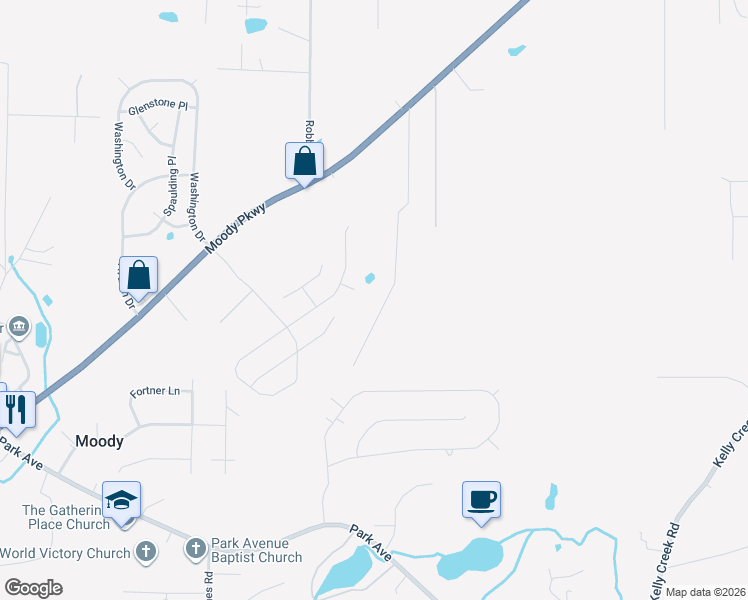 map of restaurants, bars, coffee shops, grocery stores, and more near 8020 Indigo Court in Moody