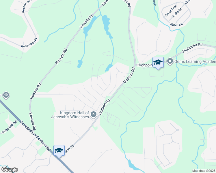 map of restaurants, bars, coffee shops, grocery stores, and more near Lake Chase in Fairburn