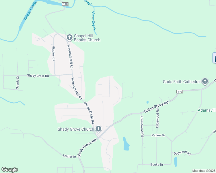map of restaurants, bars, coffee shops, grocery stores, and more near 4855 Shady View Drive in Adamsville