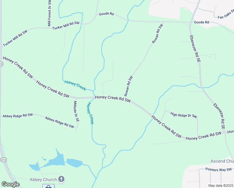 map of restaurants, bars, coffee shops, grocery stores, and more near 2081 Honey Creek Road Southwest in Conyers
