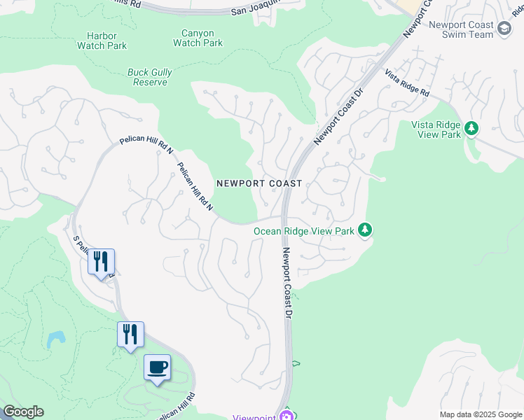 map of restaurants, bars, coffee shops, grocery stores, and more near 21 Via Palladio in Newport Beach