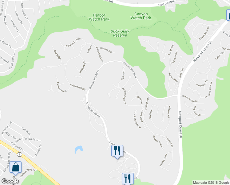 map of restaurants, bars, coffee shops, grocery stores, and more near 3 Tidecrest in Newport Beach