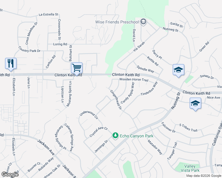 map of restaurants, bars, coffee shops, grocery stores, and more near 39984 Spicewood Avenue in Murrieta