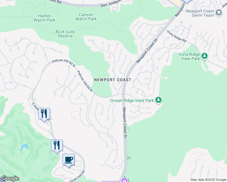 map of restaurants, bars, coffee shops, grocery stores, and more near 23 Via Palladio in Newport Beach
