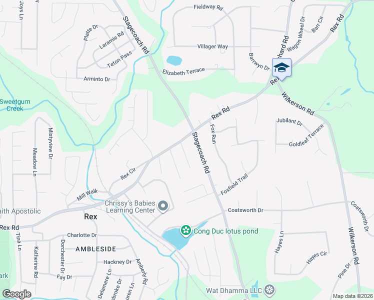 map of restaurants, bars, coffee shops, grocery stores, and more near 5820 Ruby Walk in Rex