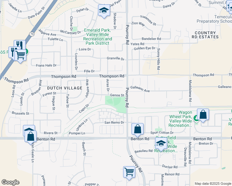 map of restaurants, bars, coffee shops, grocery stores, and more near 31922 Genoa Street in Winchester