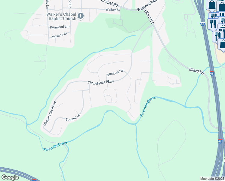 map of restaurants, bars, coffee shops, grocery stores, and more near 545 Enclave Circle in Fultondale