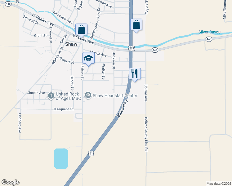 map of restaurants, bars, coffee shops, grocery stores, and more near 500-510 Jackson Street in Shaw