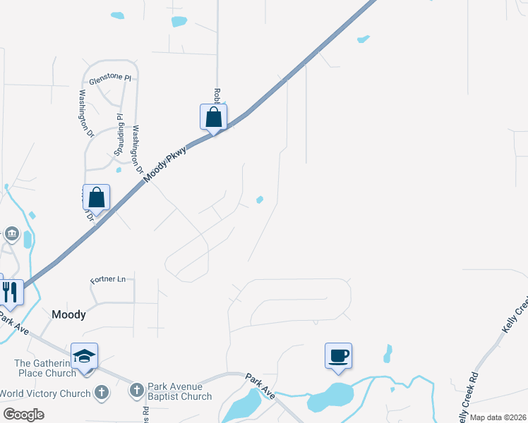 map of restaurants, bars, coffee shops, grocery stores, and more near 8020 Indigo Court in Moody