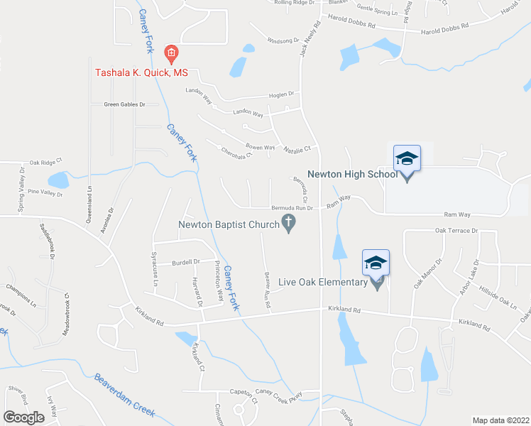 map of restaurants, bars, coffee shops, grocery stores, and more near 105 Bermuda Run Drive in Covington