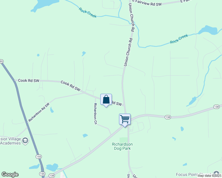 map of restaurants, bars, coffee shops, grocery stores, and more near 3533 Union Church Road in Stockbridge