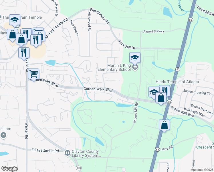 map of restaurants, bars, coffee shops, grocery stores, and more near in Clayton County
